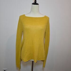 Anthropologie Moth Mila Linen Knit Pullover Sweater in Yellow Size M